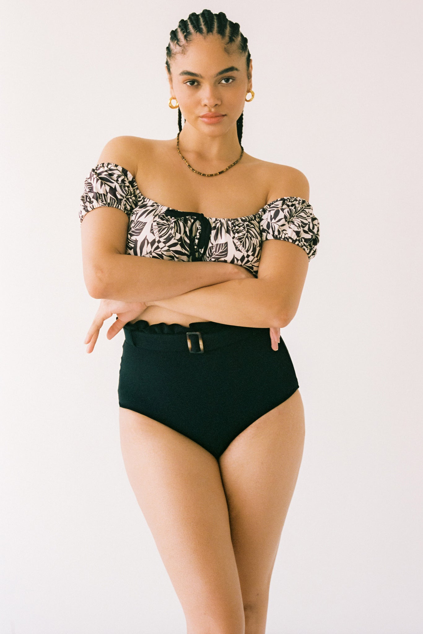 Bailey Puff Sleeve High Waist Belted Bikini Set