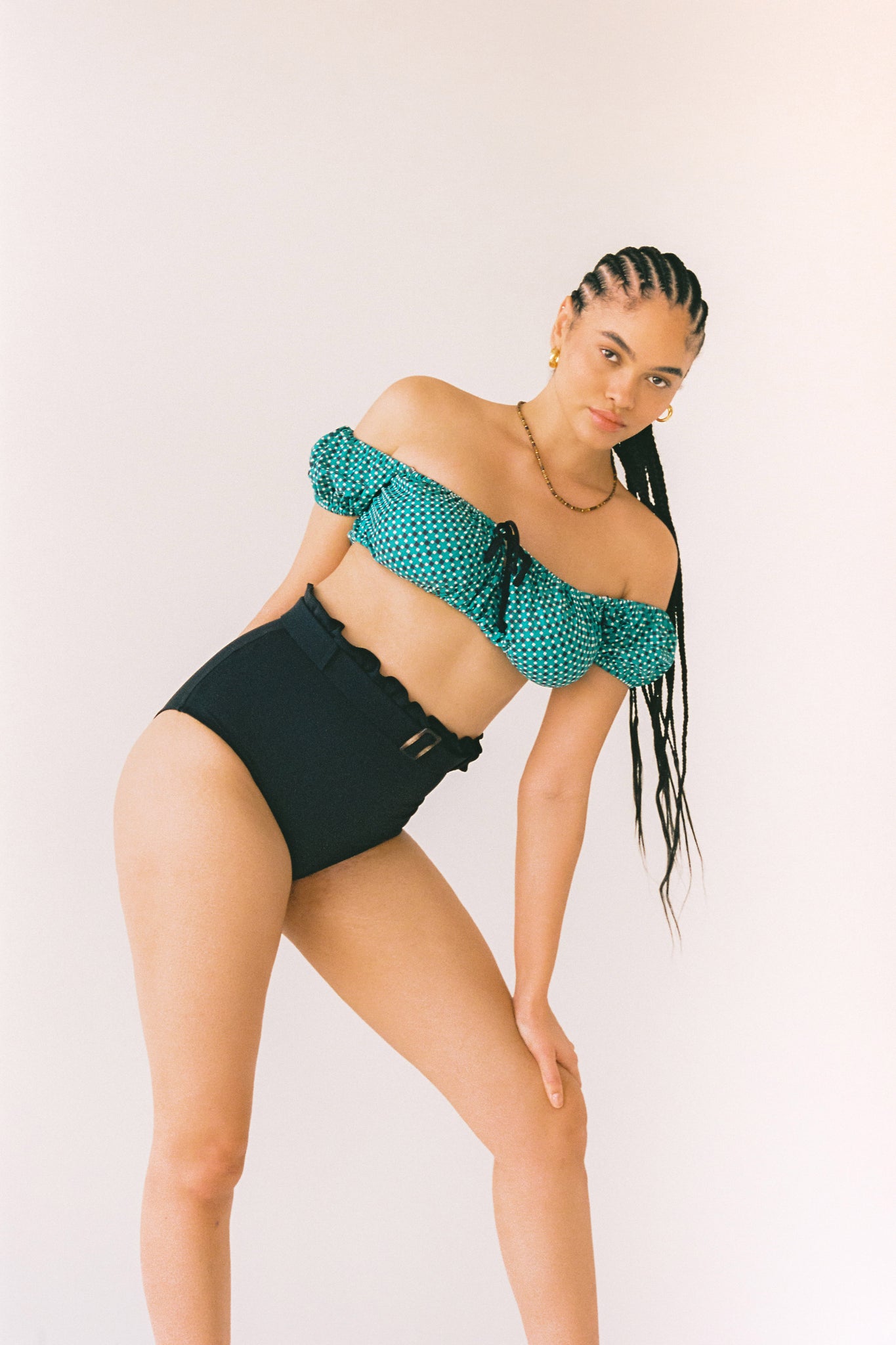 Gina Puff Sleeve High Waist Belted Bikini Set